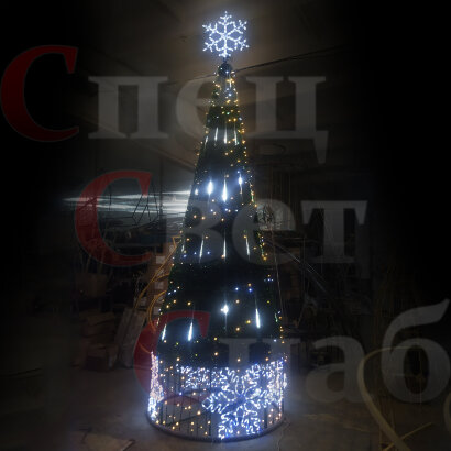 Световая Уличная Ёлка 4 м Зеленая с макушкой