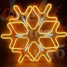 Уличная светодиодная макушка на елку Снежинка Теплое белое свечение